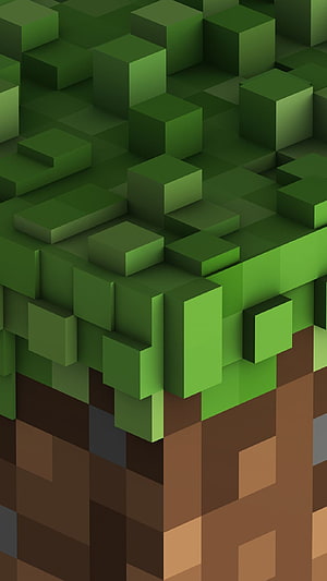 Minecraft Grass Block Terrain with Isometric Pixel Art and Earth Layers HD phone wallpaper