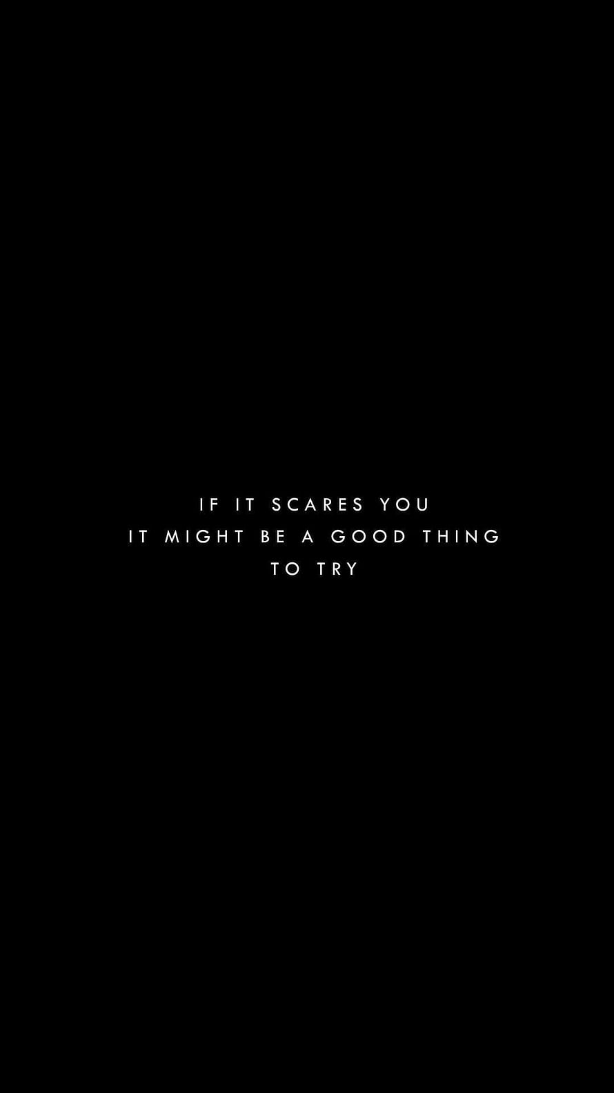 Minimalist Black Background With White Motivational Quote About Fear And Trying New Things HD phone wallpaper