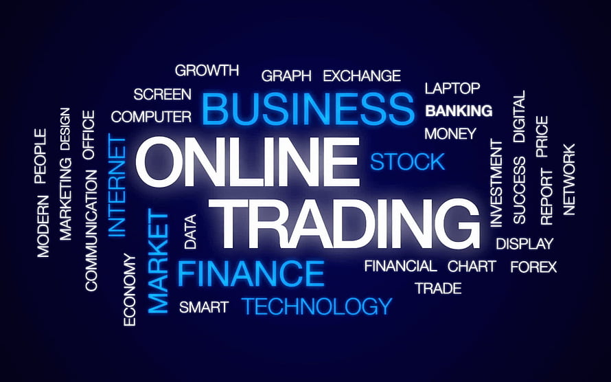 Online Trading and Business Finance Word Cloud Concept on Dark Blue Background HD wallpaper