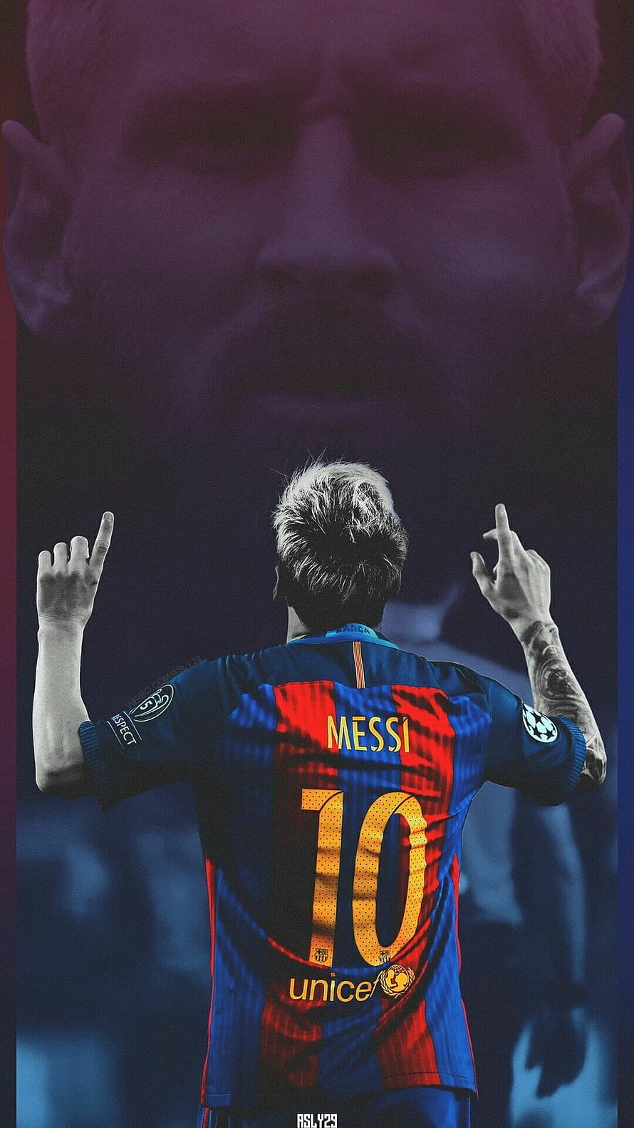 Lionel Messi FC Barcelona Number 10 Jersey Back View Celebration Pose HD phone wallpaper