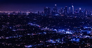 Los Angeles Skyline at Night with City Lights and Skyscrapers HD wallpaper