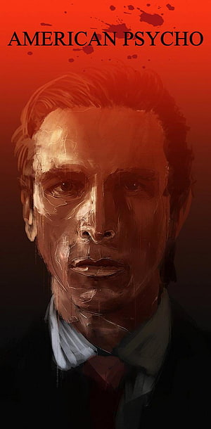 Patrick Bateman Portrait from American Psycho in Dramatic Red Digital Art, Christian Bale , Patrick Bateman HD phone wallpaper