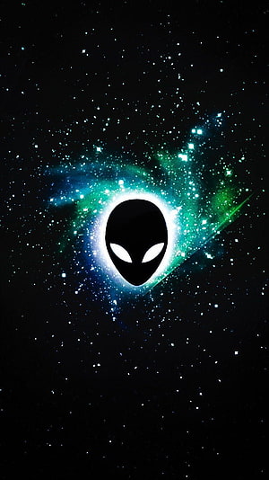Alien Head Silhouette In Space Nebula With Stars HD phone wallpaper