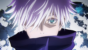 Satoru Gojo from Jujutsu Kaisen Anime Close-Up Portrait HD wallpaper