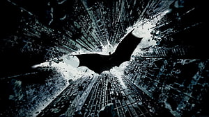 Batman Silhouette Flying Through Destroyed Gotham City Skyscrapers, Ultra - Batman Logo For Laptop -, Best Ultra HD wallpaper