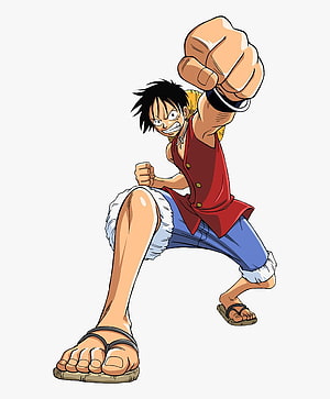 Monkey D Luffy One Piece Anime Character Punching Pose Illustration HD phone wallpaper