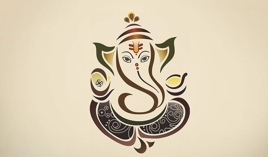 Stylized Lord Ganesha Artwork with Ornate Patterns and Warm Earth Tones HD wallpaper