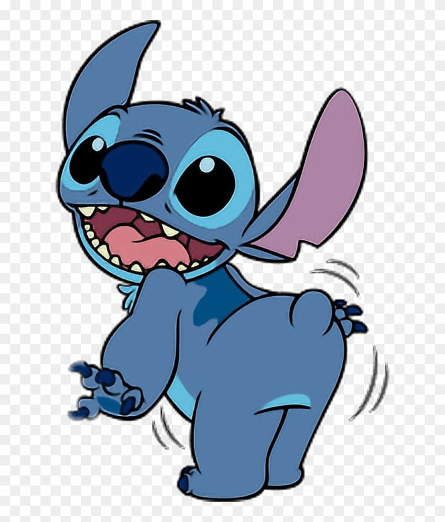 Cute Blue Stitch Character Laughing with Big Smile and Wiggling Hips HD phone wallpaper