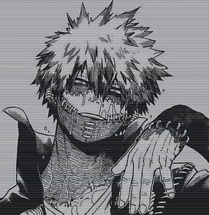 Dark Aesthetic Anime Boy With Spiky Hair And Stitched Mouth In Black And White Manga Style HD phone wallpaper