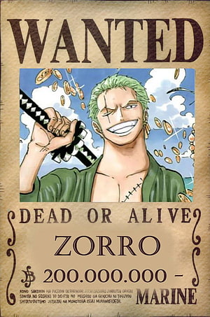 Roronoa Zoro Wanted Poster from One Piece with 200 Million Berry Bounty HD phone wallpaper