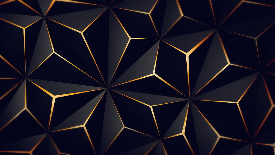 Abstract Dark Geometric Pattern With Golden Triangular Lines HD wallpaper