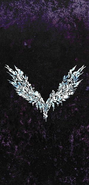 Devil May Cry 5 Ornate Ice Wings Emblem on Dark Textured Background HD phone wallpaper