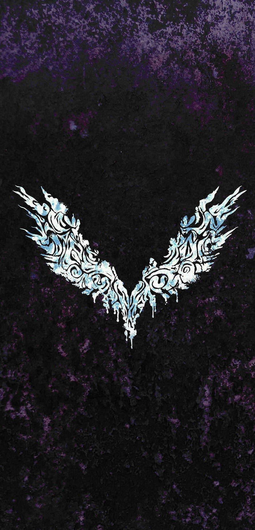 Devil May Cry 5 Ornate Ice Wings Emblem on Dark Textured Background HD phone wallpaper