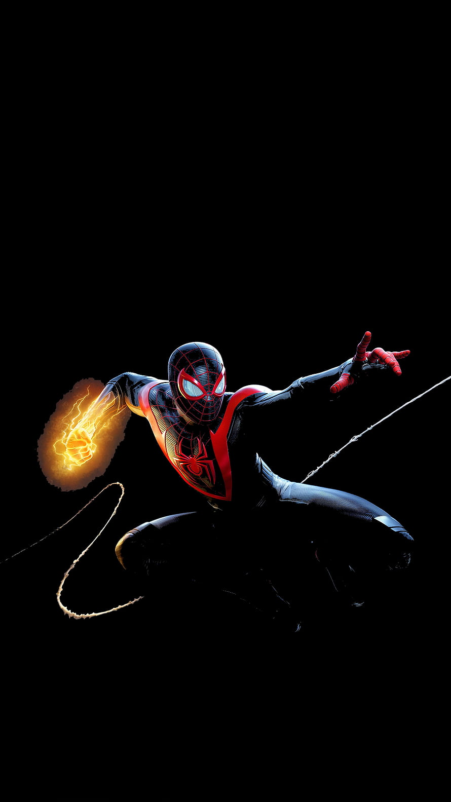 Miles Morales Spider-Man in Black and Red Suit Using Electrostatic Powers, Spider Man: Miles Morales OLED : Spiderman, Miles Morales PS5 HD phone wallpaper