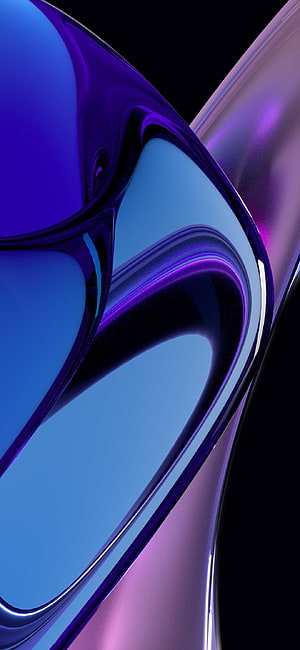 Abstract 3D Render of Glossy Blue and Purple Liquid Metal Waves HD phone wallpaper