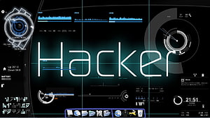 Futuristic Hacker Dashboard Interface with Blue Neon Data Visualizations and System Metrics HD wallpaper