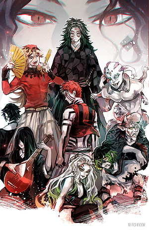 Twelve Kizuki Upper Moons Demon Slayer Kimetsu no Yaiba Anime Group Art HD phone wallpaper