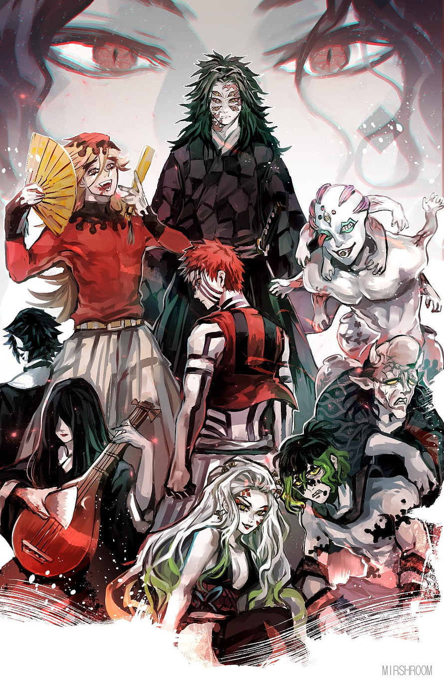 Twelve Kizuki Upper Moons Demon Slayer Kimetsu no Yaiba Anime Group Art HD phone wallpaper