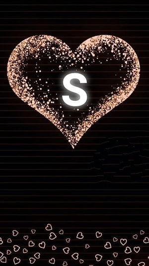 Glowing Letter S Inside Glitter Heart With Falling Hearts On Black Background HD phone wallpaper