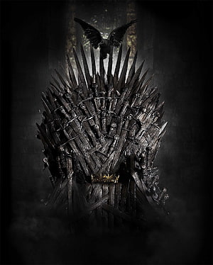 The Iron Throne from Game of Thrones with a Raven Perched on Top HD phone wallpaper