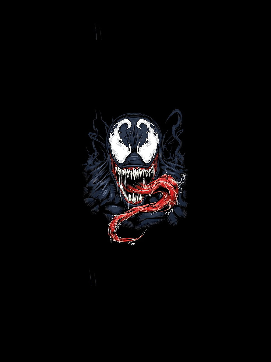 Venom Symbiote Portrait with Red Tongue on Black Background HD phone wallpaper