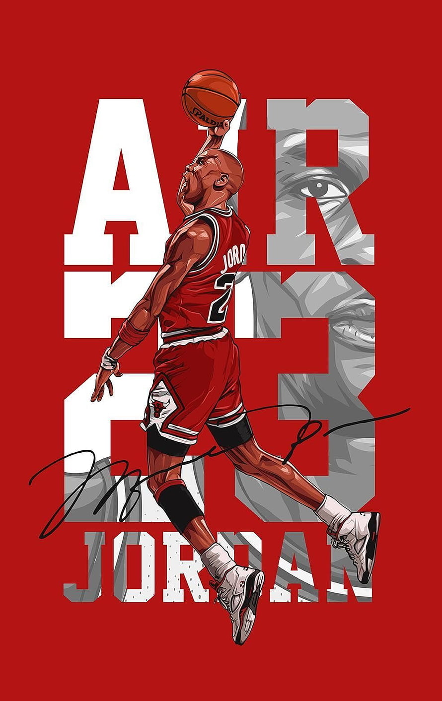 Air Jordan Basketball Player Illustration Art Poster HD phone wallpaper