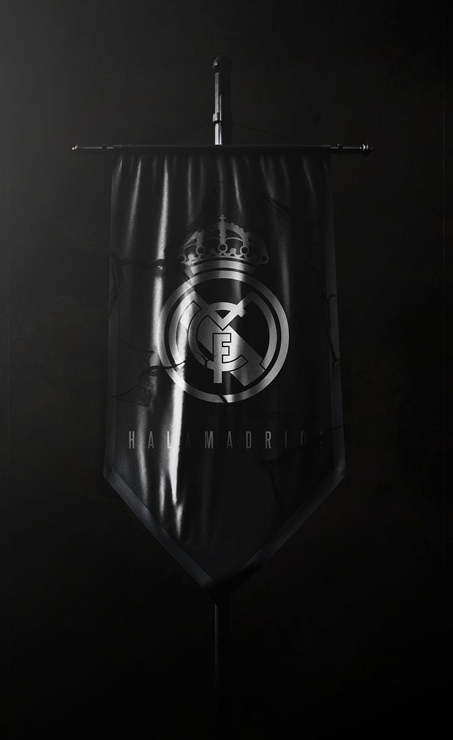 Real Madrid CF Dark Metallic Banner Wallpaper HD phone wallpaper