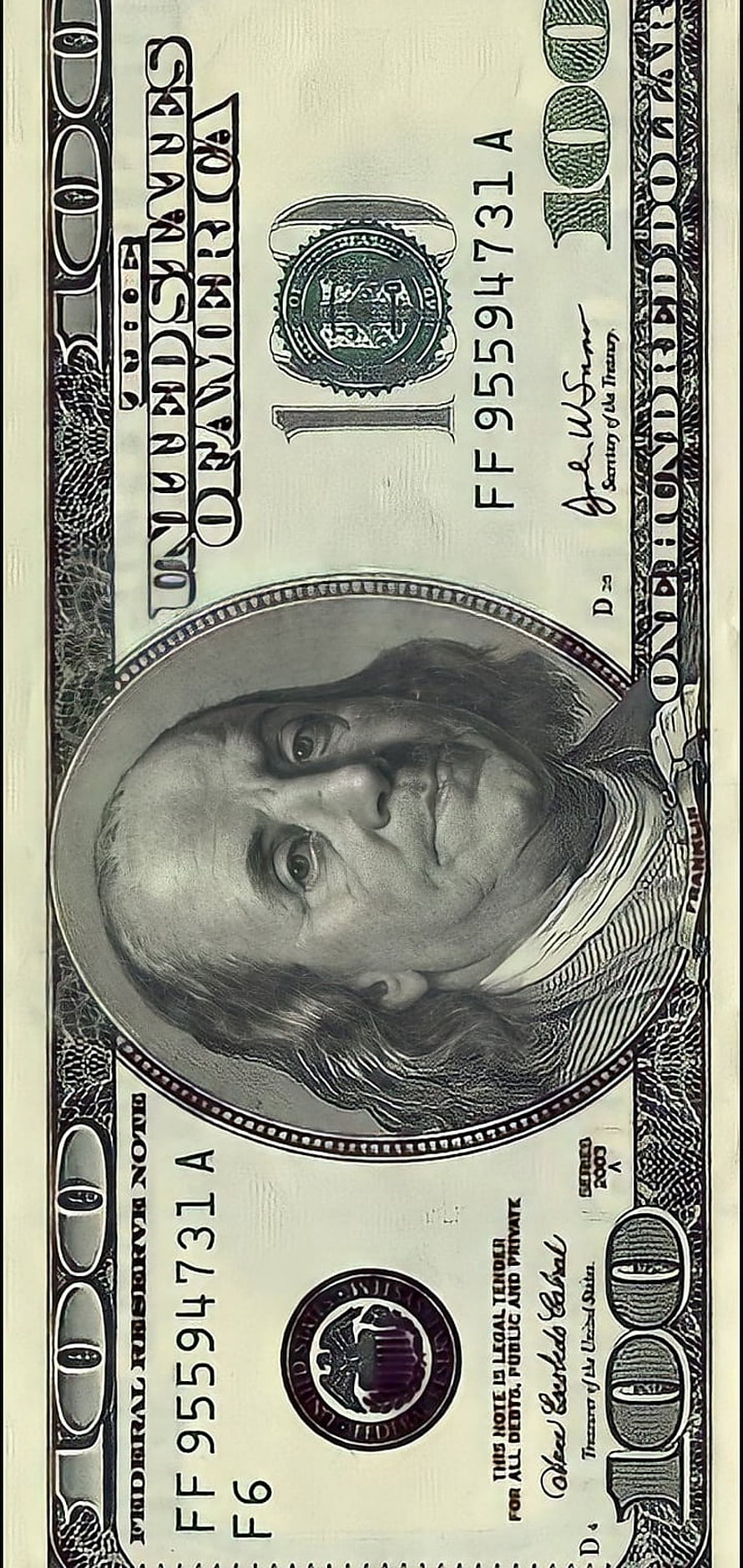 Close-up of a United States One Hundred Dollar Bill Featuring Benjamin Franklin HD phone wallpaper