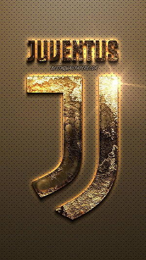Juventus Gold Logo Wallpaper with Metallic Texture and Perforated Background HD phone wallpaper