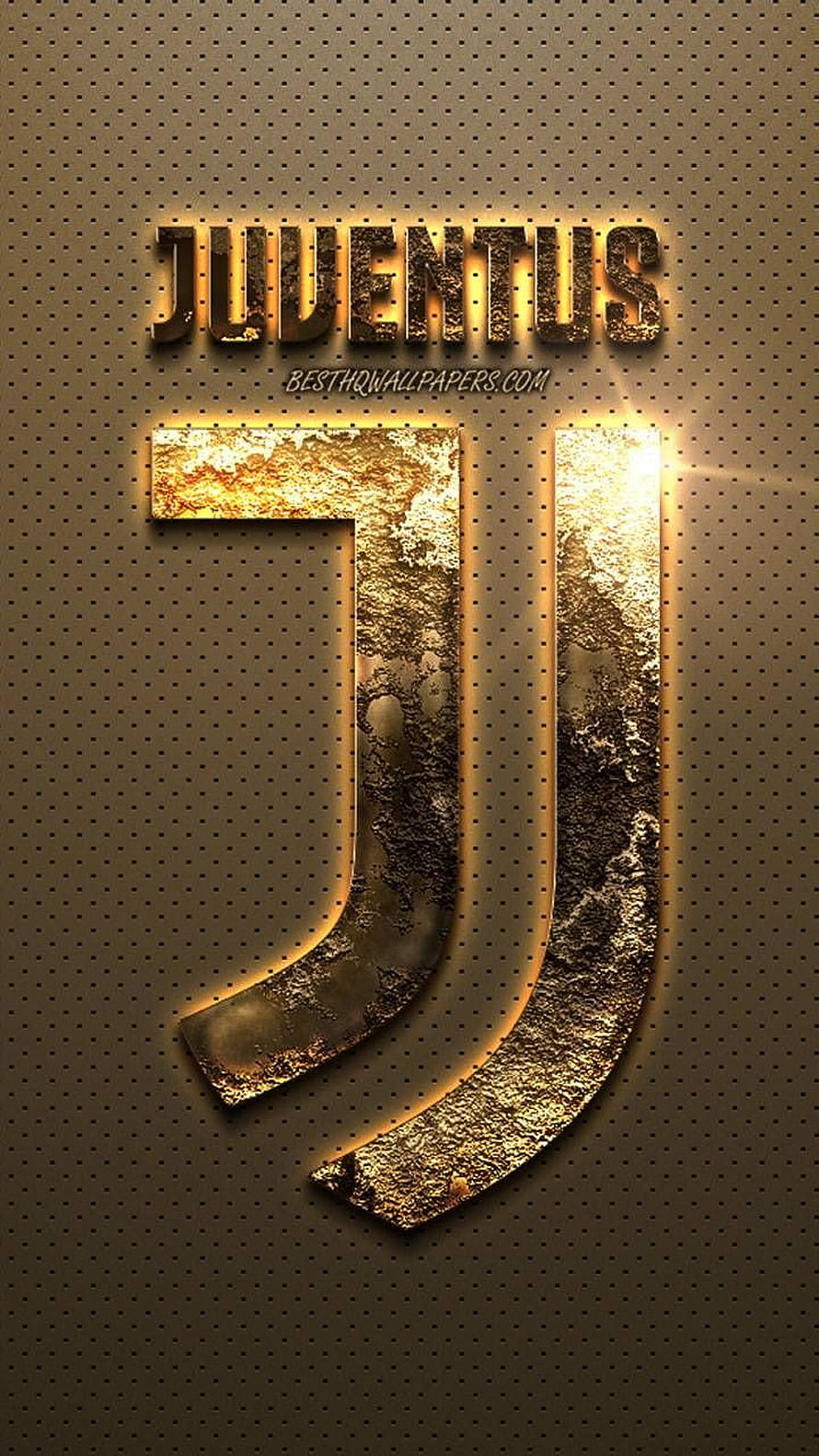 Juventus Gold Logo Wallpaper with Metallic Texture and Perforated Background HD phone wallpaper