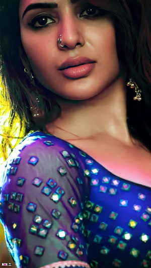 Woman in Blue Sequined Top with Nose Ring and Earrings, Samantha Akkineni, pushpa HD phone wallpaper