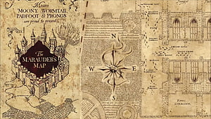 The Marauder's Map from Harry Potter featuring Hogwarts Castle and student locations HD wallpaper