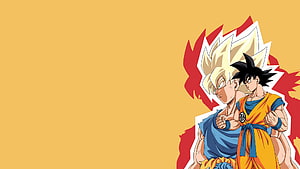 Dragon Ball Z Son Goku and Super Saiyan Goku Minimalist Anime Illustration HD wallpaper
