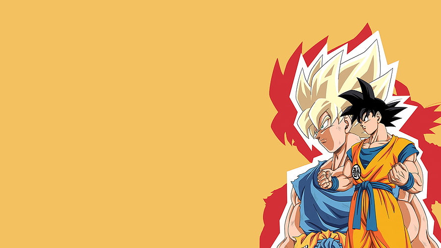 Dragon Ball Z Son Goku and Super Saiyan Goku Minimalist Anime Illustration HD wallpaper