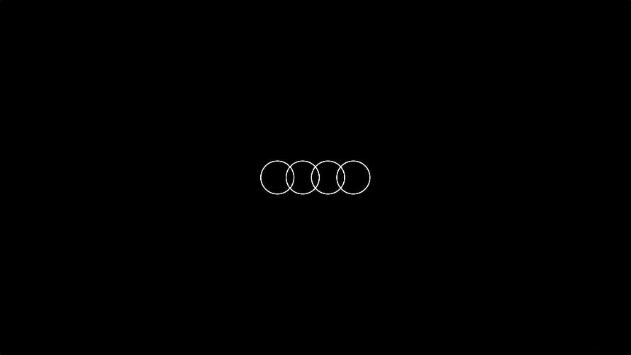 Audi Four Interlocking Rings Logo on Black Background HD wallpaper