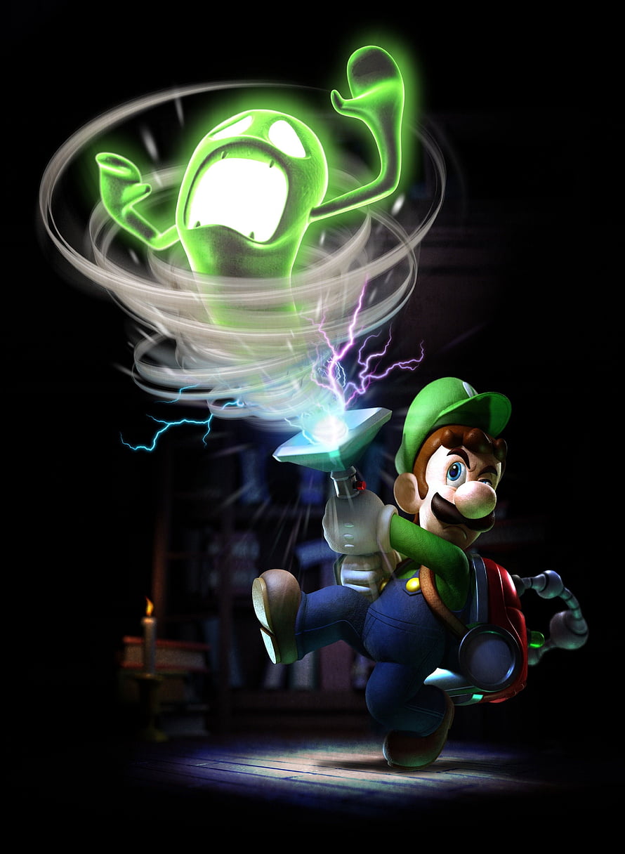 Luigi's Mansion 3 Concept Art: Luigi Captures a Blurple Ghost with the Poltergust HD phone wallpaper