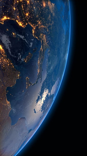 Earth from Space at Night Showing Europe and Africa City Lights HD phone wallpaper