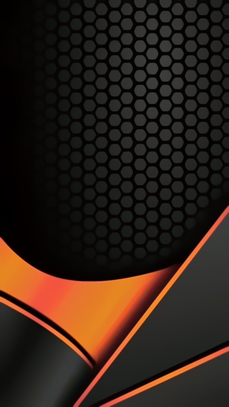 Sleek Black and Orange Geometric Mesh Pattern with Modern Tech Aesthetic HD phone wallpaper