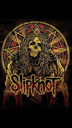 Slipknot Skull King Illustration with Crown and Pentagram Background HD phone wallpaper