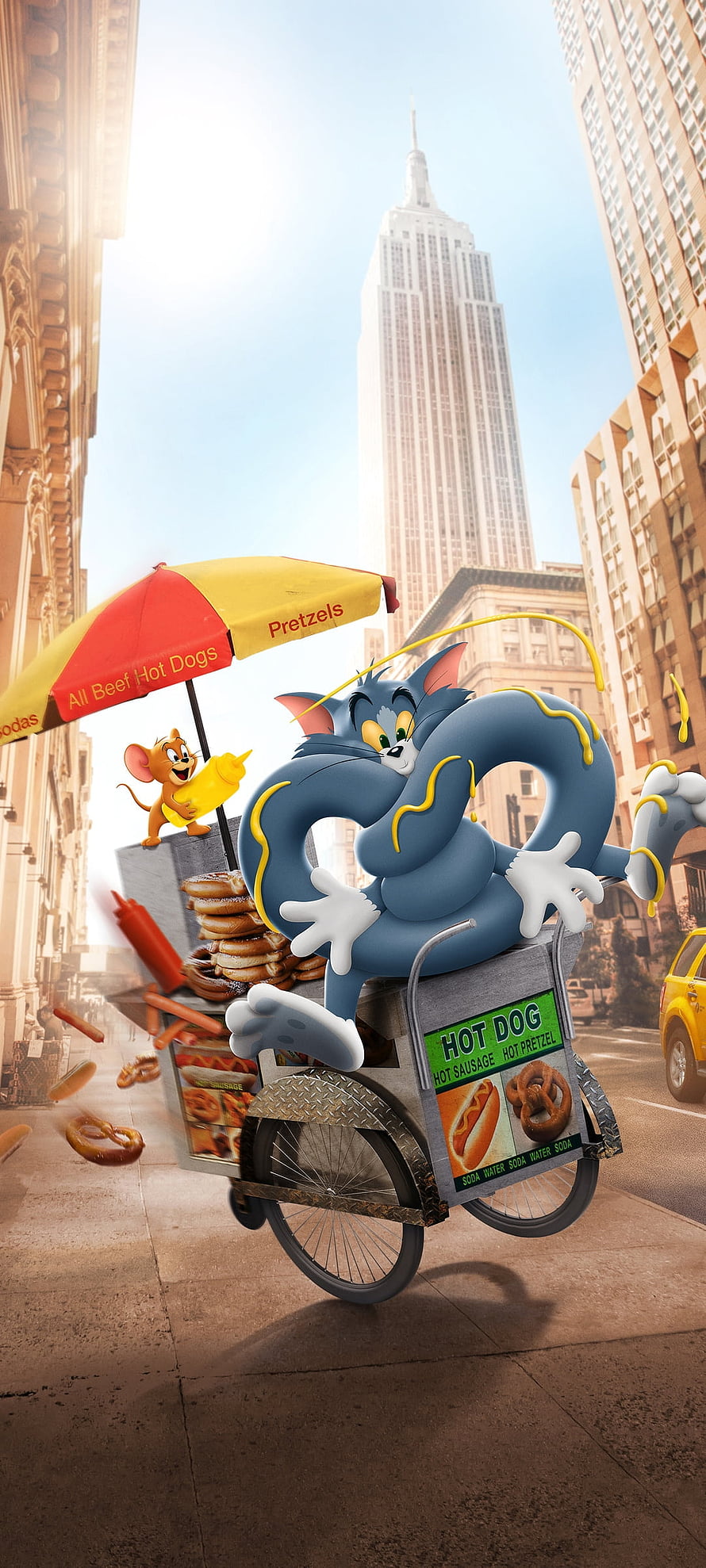 Tom and Jerry 3D Animated Movie Poster Featuring Hot Dog Cart in New York City HD phone wallpaper