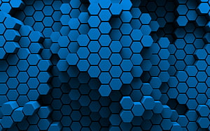 Abstract Blue Hexagon 3D Geometric Pattern Background HD wallpaper