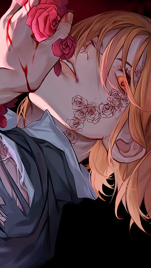 Nobara Kugisaki from Jujutsu Kaisen with Rose Tattoos and Blood HD phone wallpaper