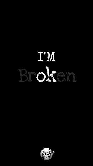 Sad Crying Emoji With I'm Broken Text On Black Background HD phone wallpaper