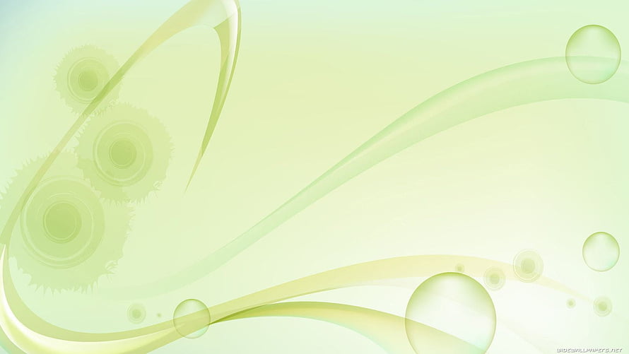 Soft Green Abstract Waves with Bubbles and Gear Elements HD wallpaper