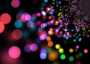 Abstract Colorful Bokeh Lights on Black Background HD wallpaper