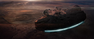 Massive Sci-Fi Spaceship Hovering Over Alien Desert Planet Landscape HD wallpaper