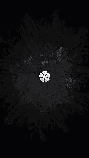 Minimalist White Four-Leaf Clover on Dark Grunge Texture Background HD phone wallpaper