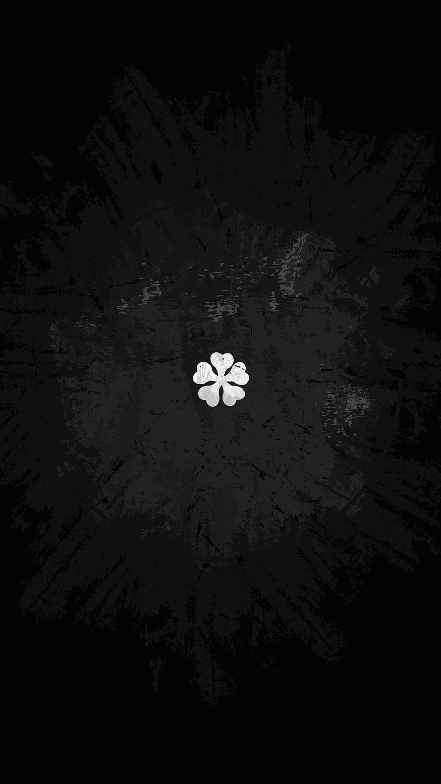 Minimalist White Four-Leaf Clover on Dark Grunge Texture Background HD phone wallpaper