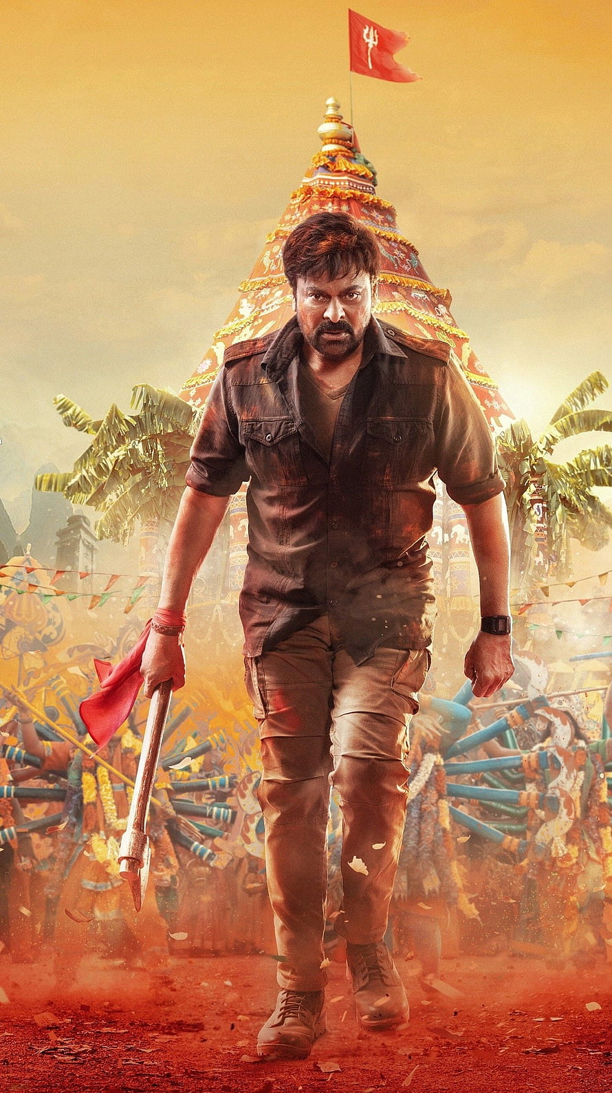 Chiranjeevi as Acharya in Kalki 2898 AD Action Movie Poster HD phone wallpaper
