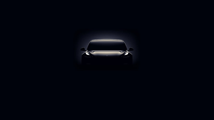 Black Tesla Front View Silhouette in Dramatic Dark Lighting HD wallpaper